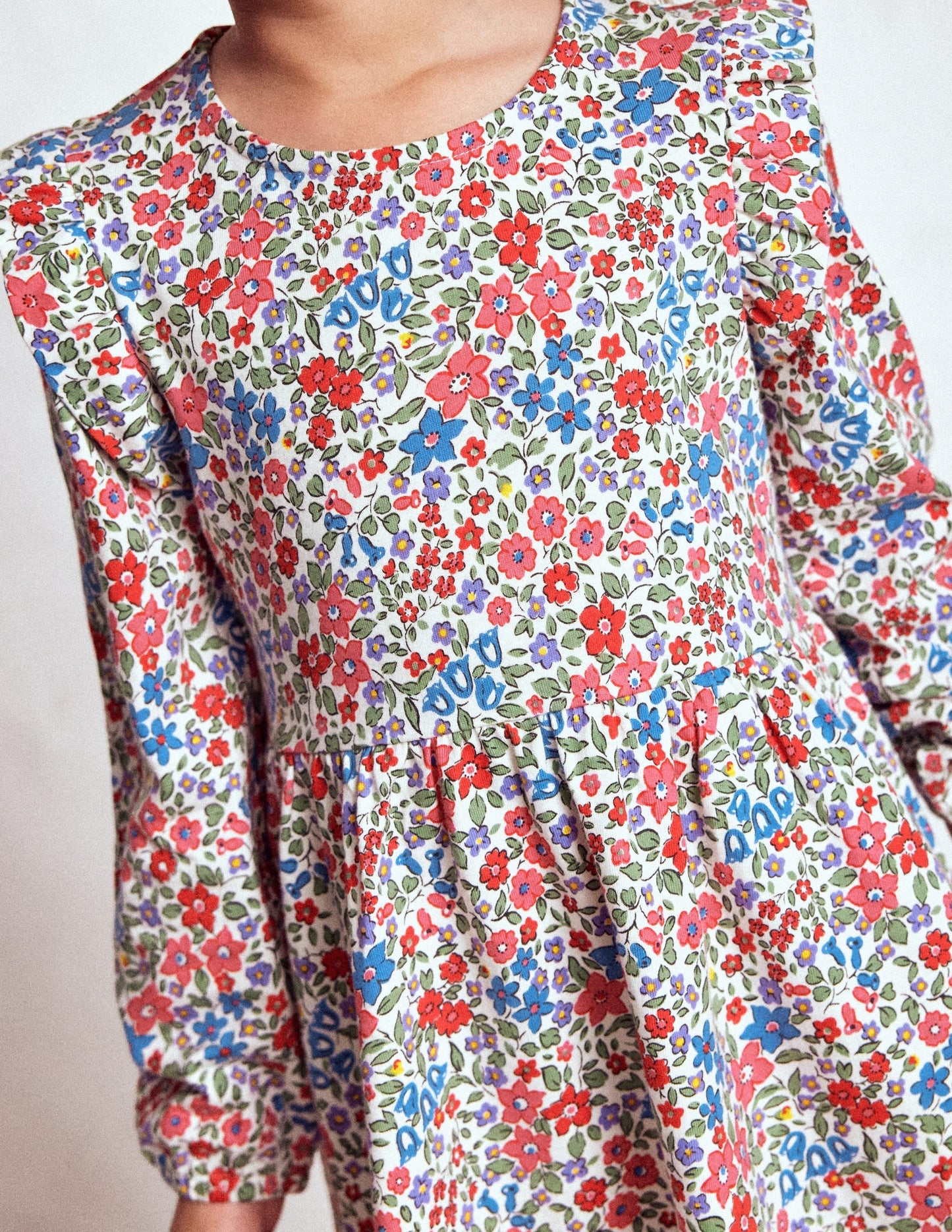 Posie Long Sleeve Jersey Dress-Rose Pink Flowerbed