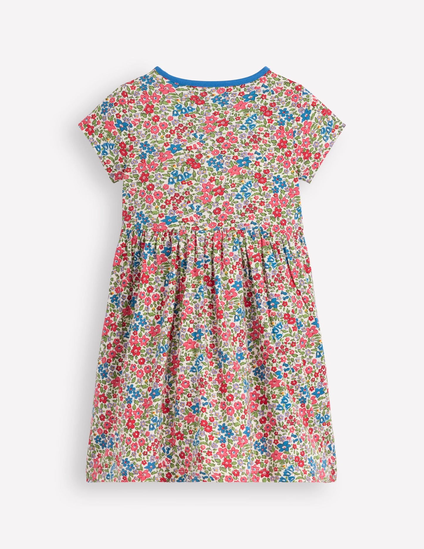 Appliqué T-shirt Dress-Rose Pink Flowerbed Hearts