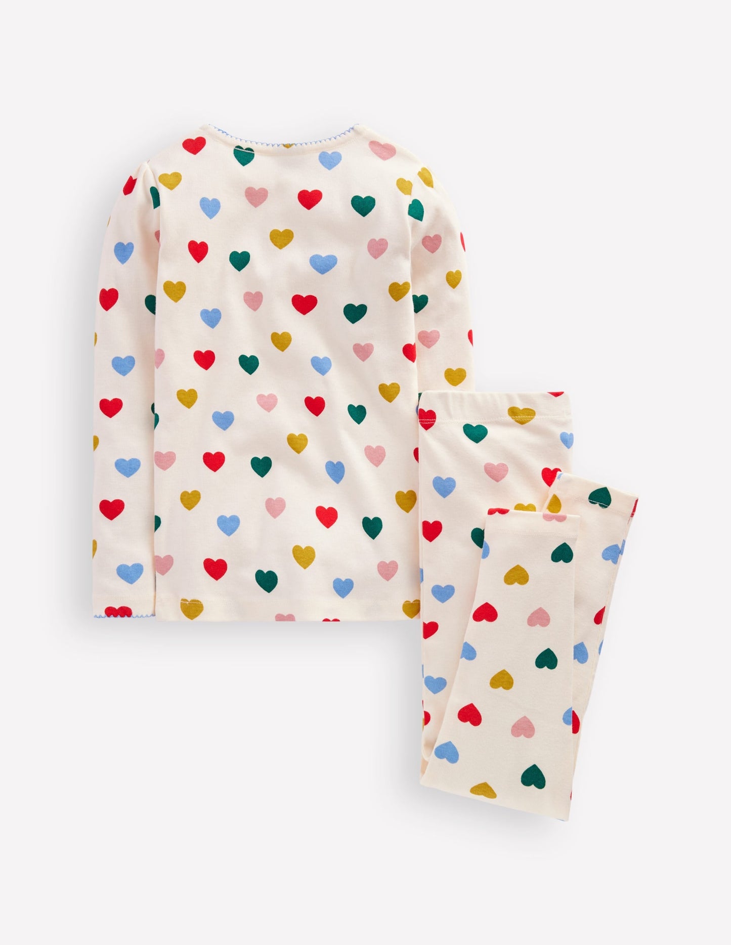 Snug Long John Pajamas-Coconut Milk Small Hearts