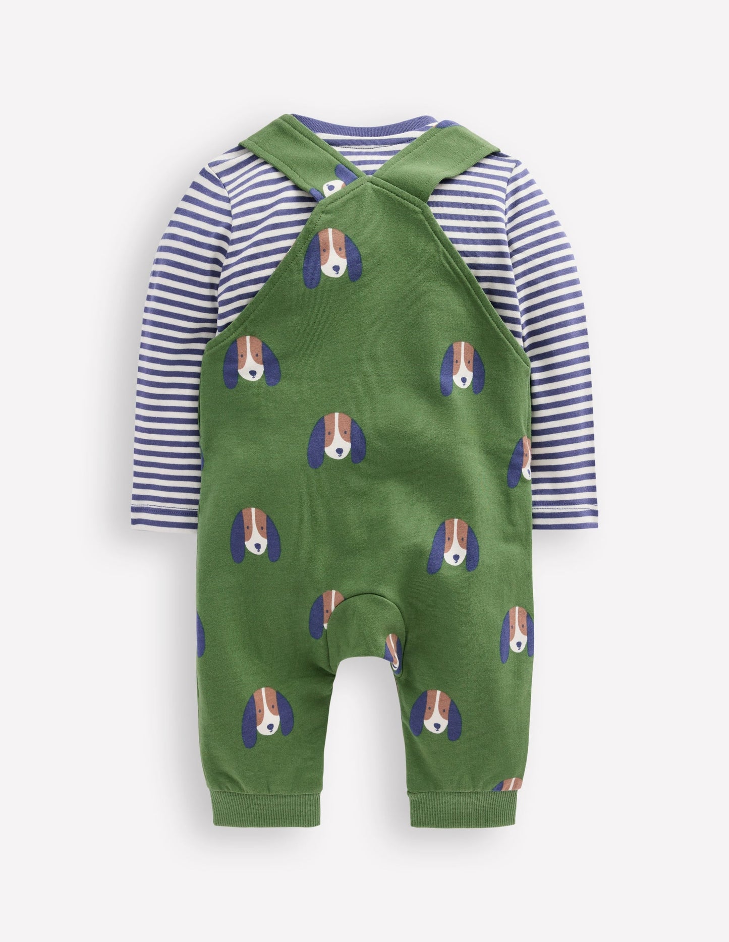 Printed Jersey Overalls Set-Green Dogs