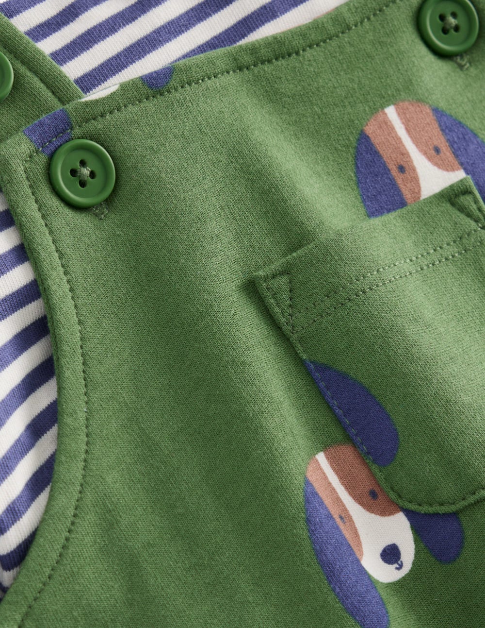 Printed Jersey Overalls Set-Green Dogs