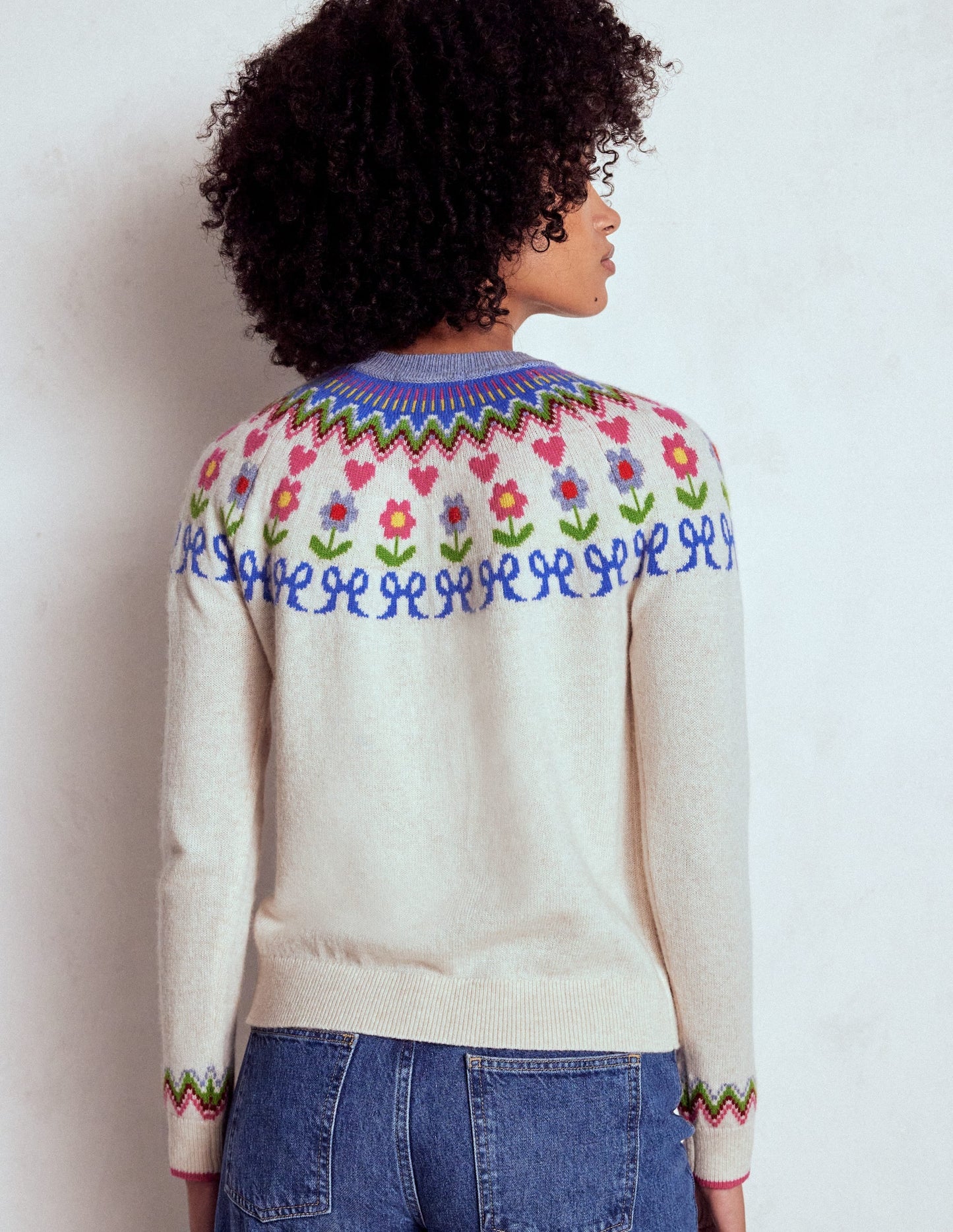 Edie Fair Isle Sweater-Oatmeal Melange, Flowers