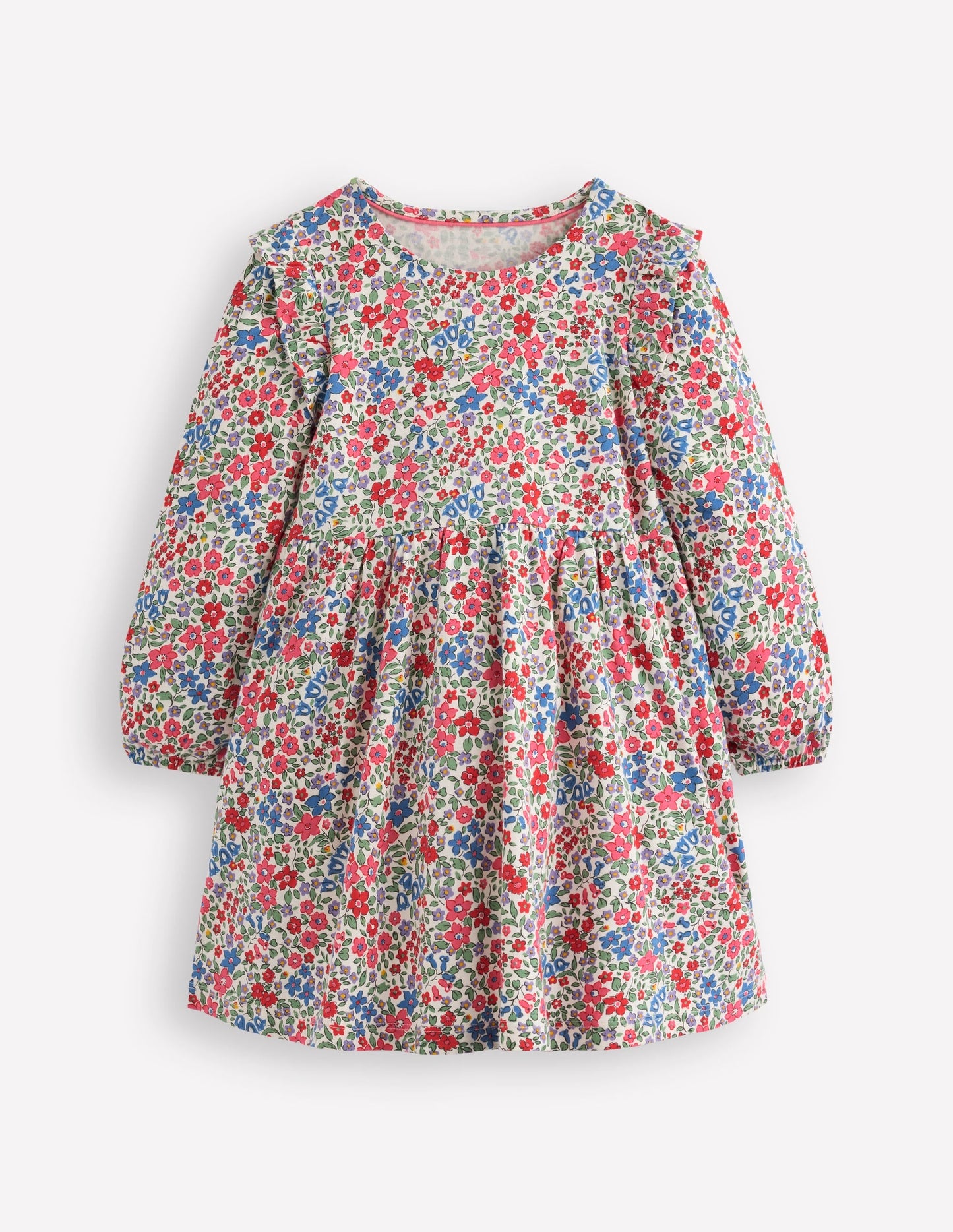 Posie Long Sleeve Jersey Dress-Rose Pink Flowerbed