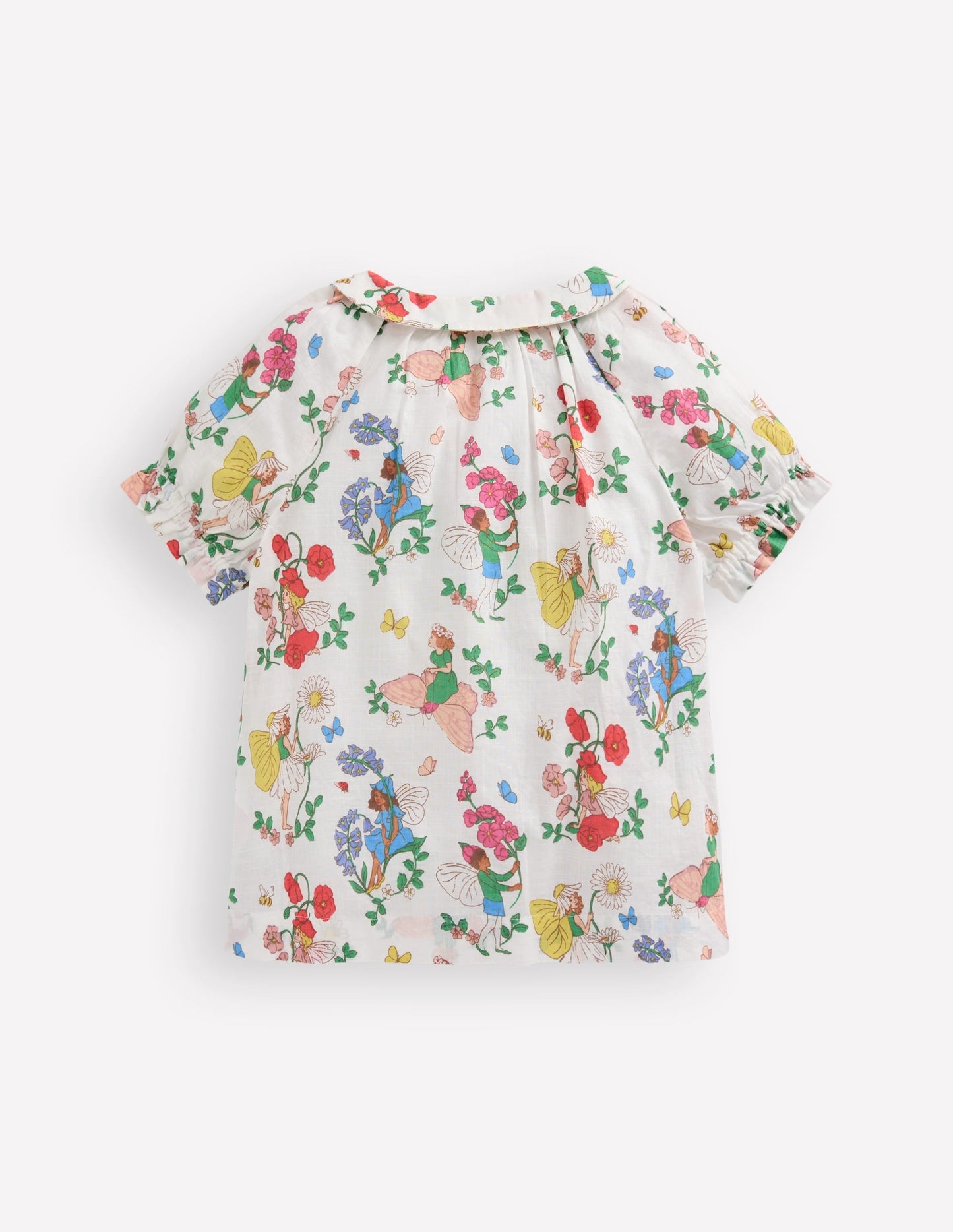 Woven Collared Top-Soft Ivory Flower Fairy