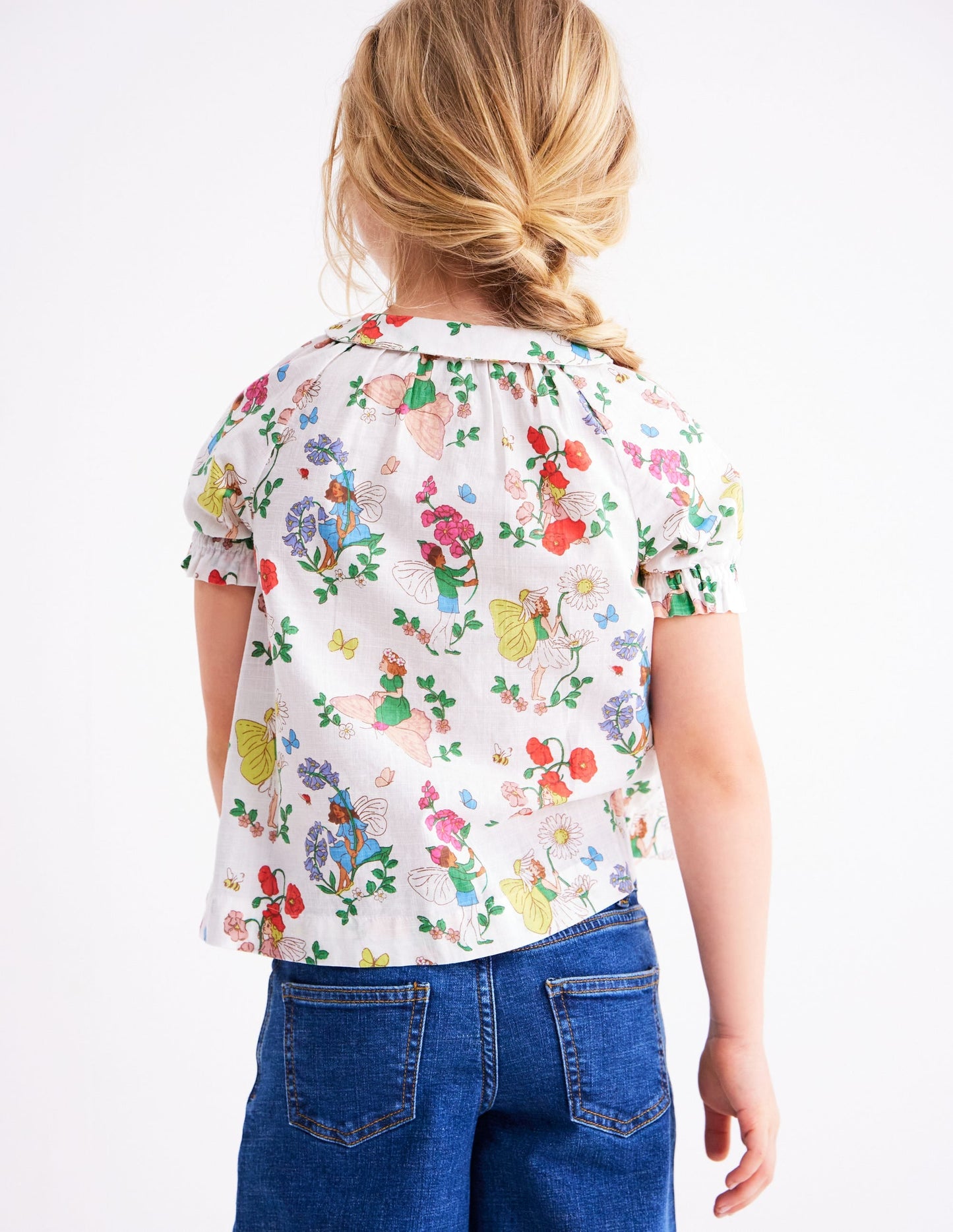 Woven Collared Top-Soft Ivory Flower Fairy