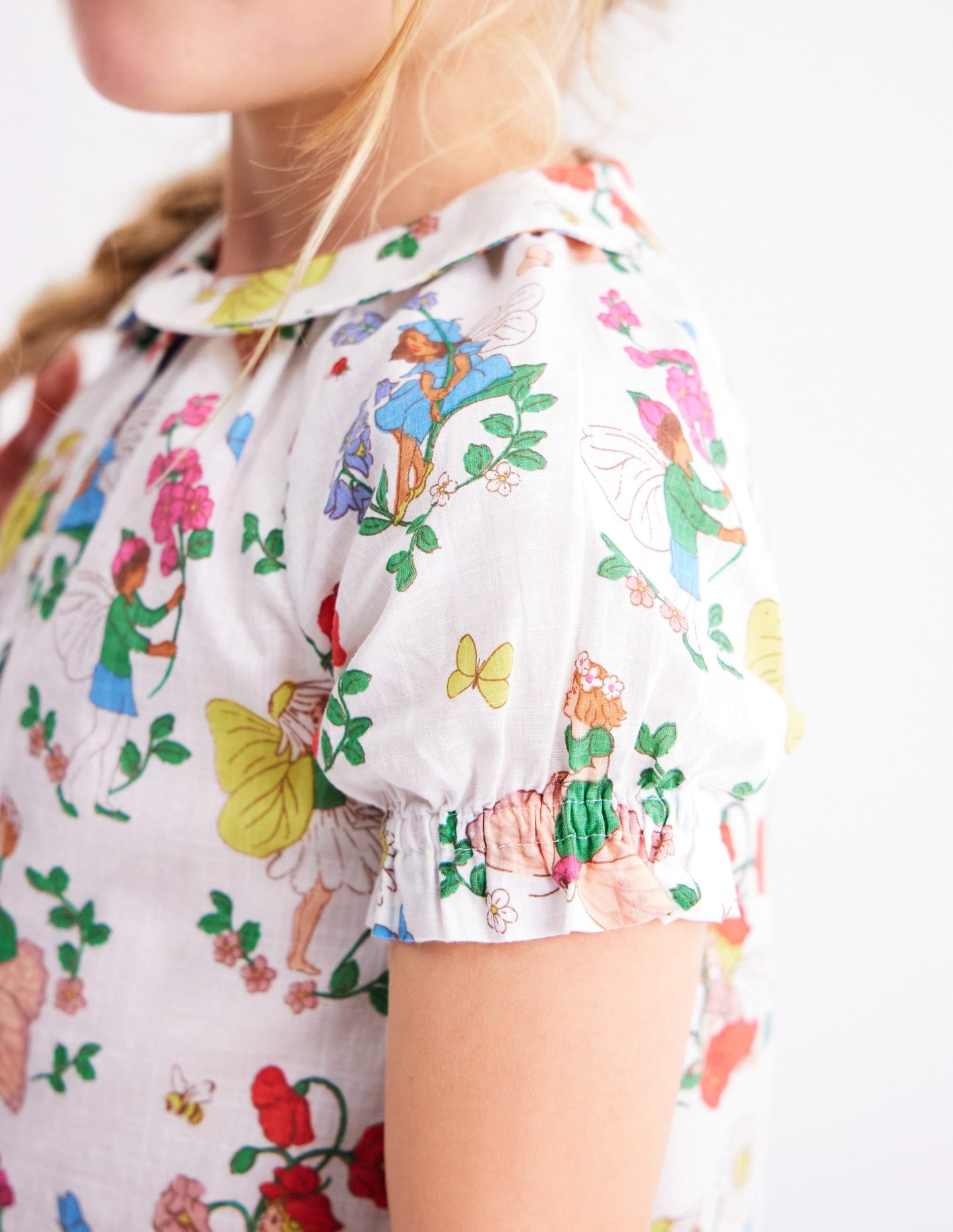 Woven Collared Top-Soft Ivory Flower Fairy