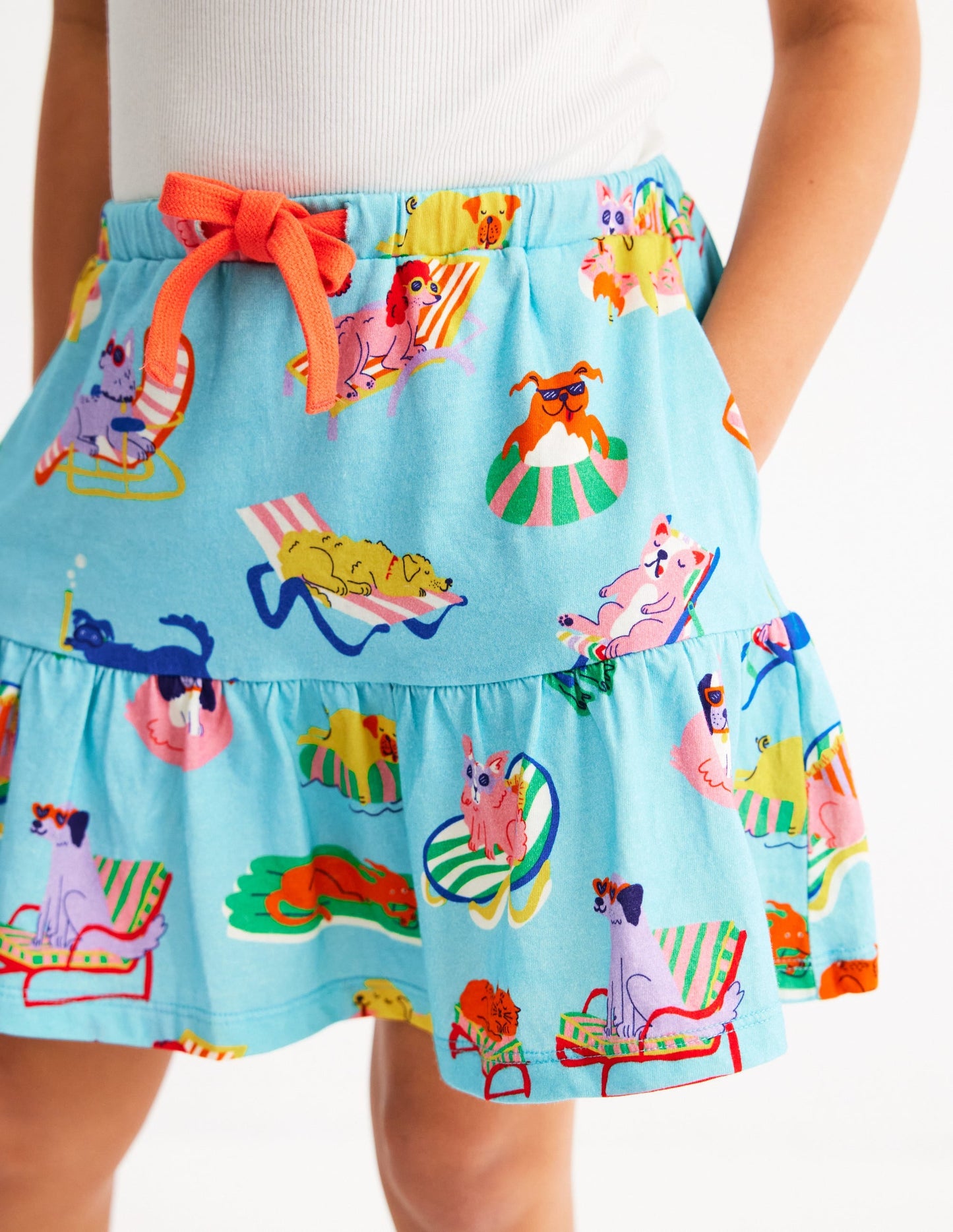 Tiered Jersey Skort-Caribbean Blue Poolside Pets