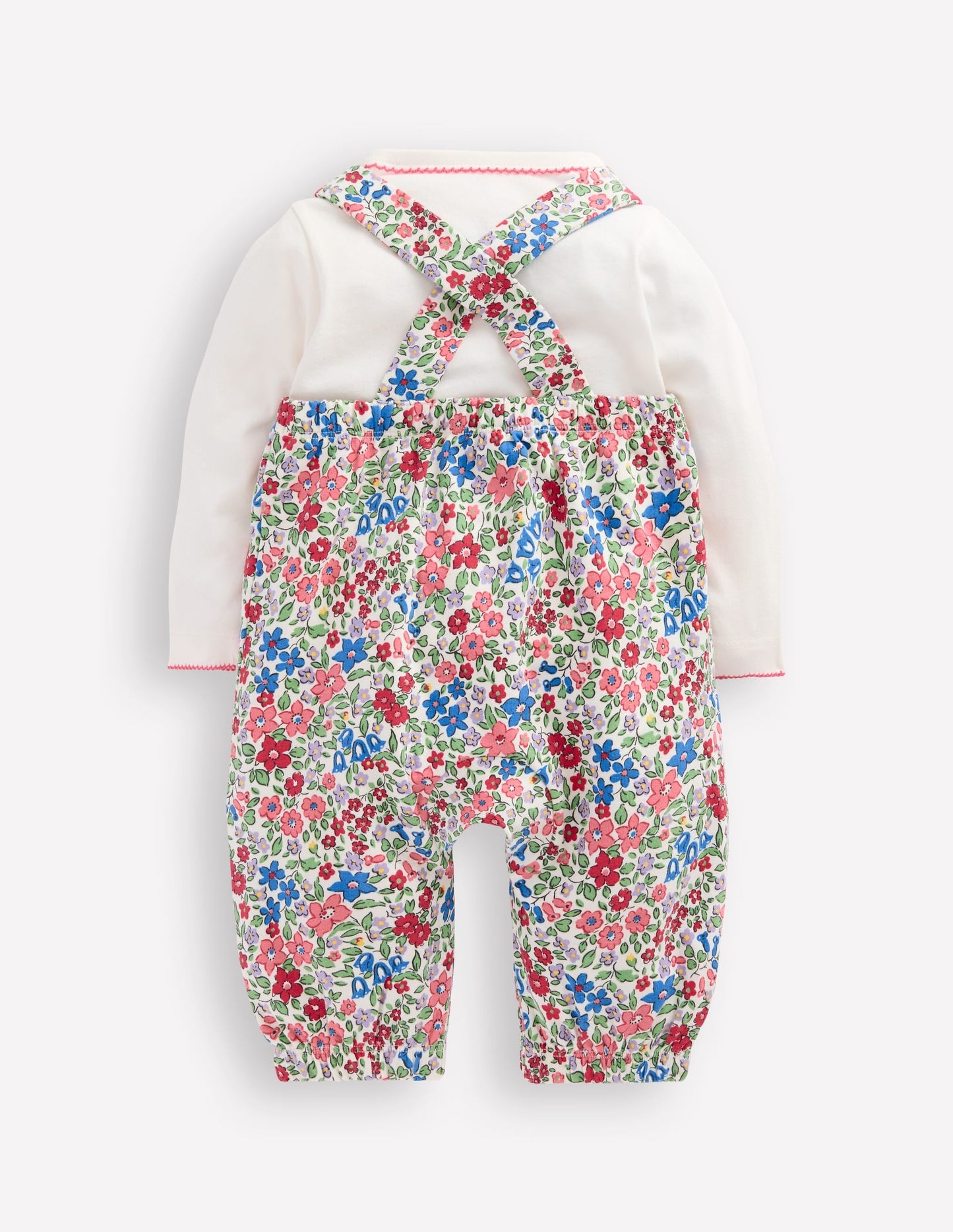 Jersey Overalls Set-Rose Pink Flowerbed
