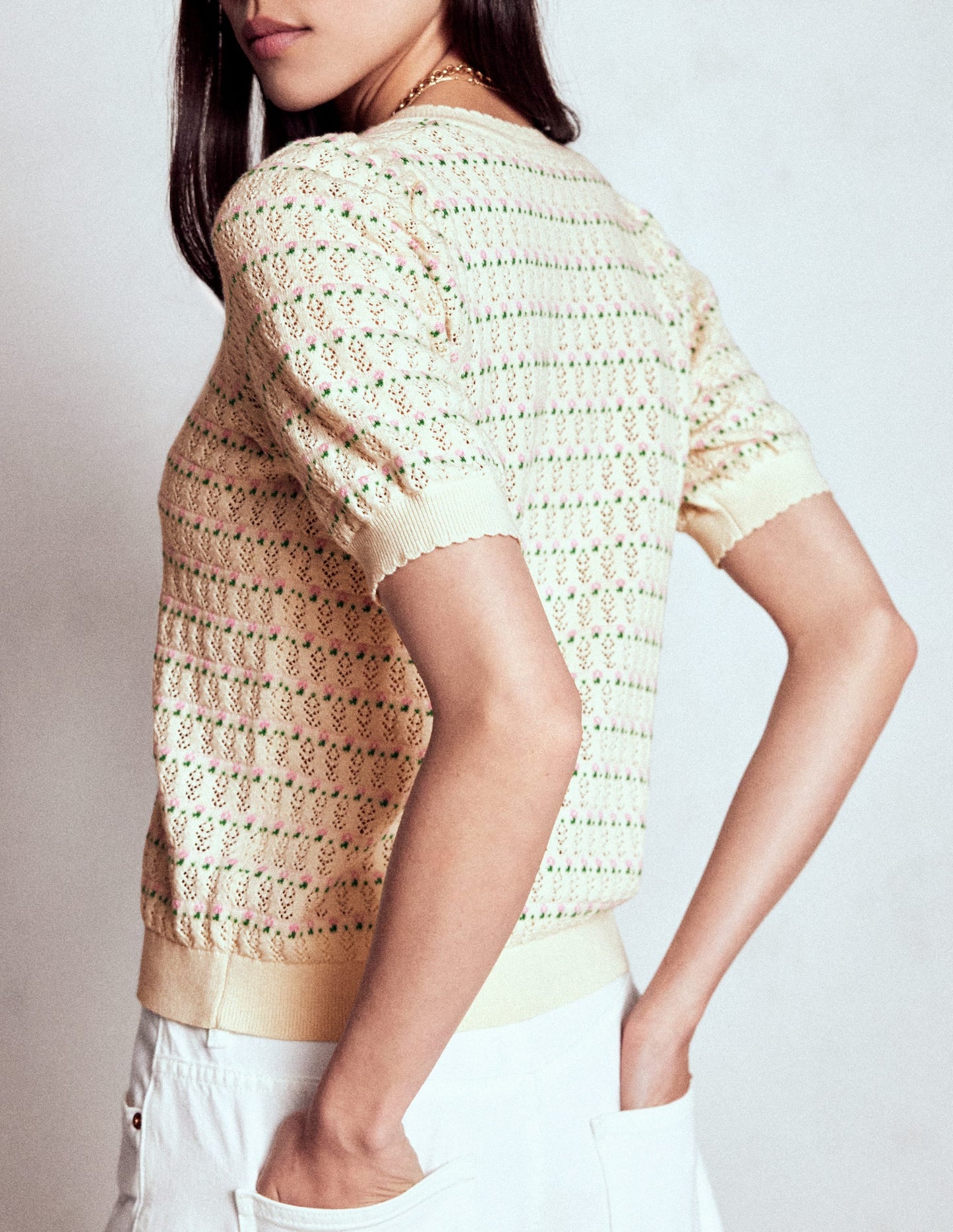 Dot Pointelle Cardigan-Pretty Floral Fair Isle