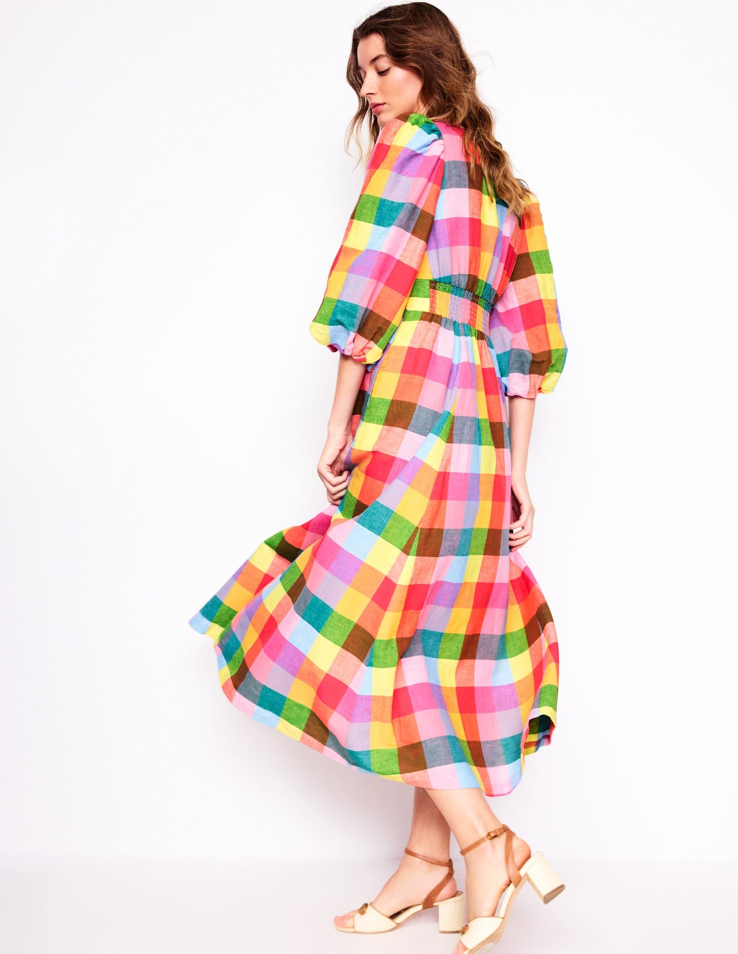 Lola Blouson Maxi Dress-Rainbow Multigingham